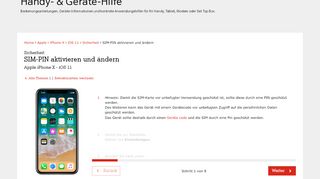 
                            7. SIM-PIN aktivieren und ändern - iPhone X & Gerätehilfe - A1.net