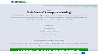 
                            12. SimbaGames free spins = 25 free spins i februar 2019