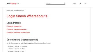 
                            7. SIMON Whereabouts Webseite | Antidoping Schweiz