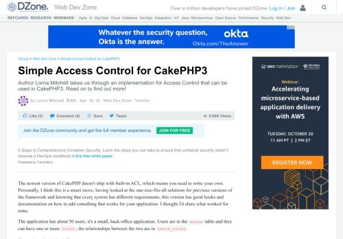 
                            9. Simple Access Control for CakePHP3 - DZone Web Dev