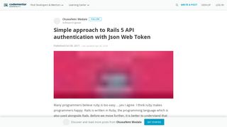 
                            4. Simple approach to Rails 5 API authentication with Json Web Token ...