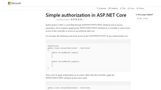 
                            5. Simple authorization in ASP.NET Core | Microsoft Docs