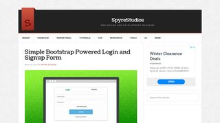 
                            3. Simple Bootstrap Powered Login and Signup Form | SpyreStudios