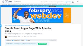 
                            13. Simple Form Login Page With Apache Sling - DZone Java