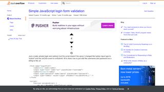 
                            5. Simple JavaScript login form validation - Stack Overflow