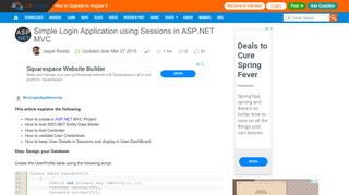 
                            2. Simple Login Application using Sessions in ASP.NET MVC - C# Corner