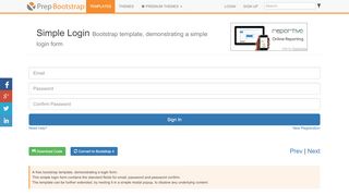 
                            10. Simple Login Bootstrap template, demonstrating a simple login form