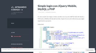 
                            5. Simple login con JQuery Mobile, MySQL y PHP | <!– Afinando Código –>