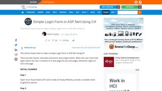 
                            1. Simple Login Form in ASP.Net Using C# - C# Corner