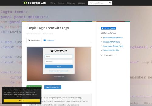 
                            3. Simple Login Form with Logo | BootstrapZen