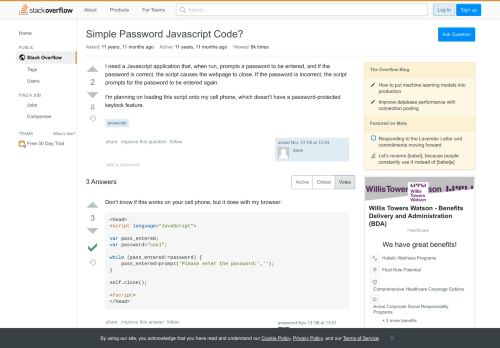 
                            6. Simple Password Javascript Code? - Stack Overflow