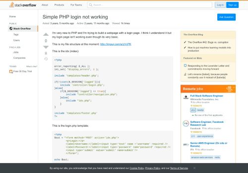 
                            5. Simple PHP login not working - Stack Overflow