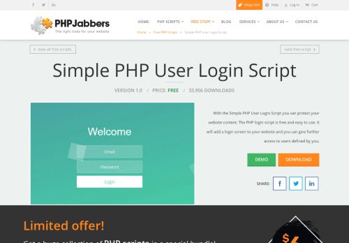 
                            3. Simple PHP Login Script | Free User Login Script | PHPjabbers