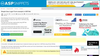 
                            3. Simple User Login Form example in ASP.Net - ASPSnippets