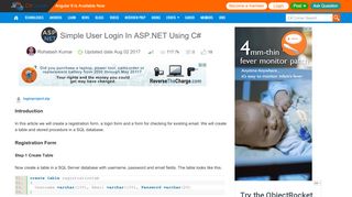 
                            4. Simple User Login In ASP.NET Using C# - C# Corner