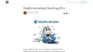 
                            10. Simplecoin mining Clam,Doge,Pivx – iseebitcoins.com – Medium