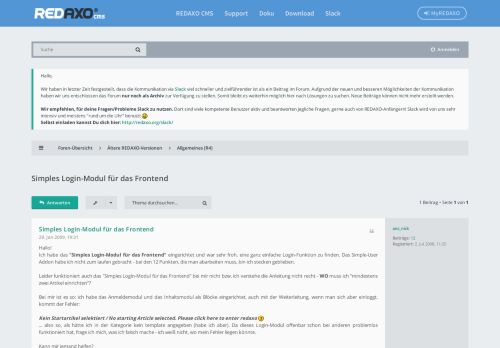 
                            4. Simples Login-Modul für das Frontend - REDAXO Forum