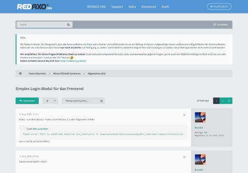 
                            3. Simples Login-Modul für das Frontend - Seite 1 - REDAXO Forum