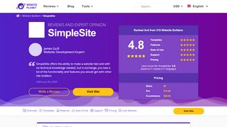 
                            6. SimpleSite 2019 review - why 4.8 stars? - Website Planet