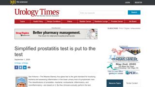
                            8. Simplified prostatitis test is put to the test | Urology Times
