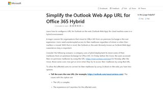 
                            8. Simplify the Outlook Web App URL for Office 365 Hybrid | Microsoft Docs