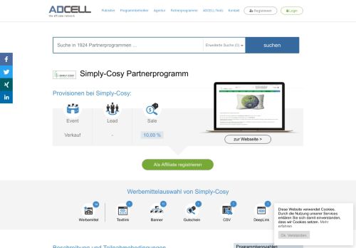 
                            12. Simply-Cosy Partnerprogramm bei ADCELL - Hier anmelden!