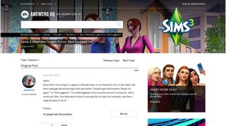 
                            10. Sims 3 Member Login Error: Not Logged In - Answer HQ