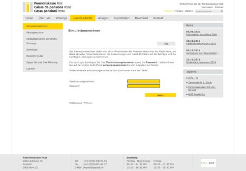 
                            1. Simulationsrechner « Pensionskasse Post