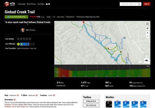 
                            9. Sinbad Creek Trail Mountain Bike Trail, Pleasanton, California