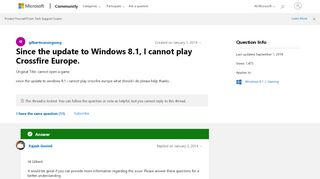
                            11. Since the update to Windows 8.1, I cannot play Crossfire Europe ...