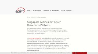 
                            6. Singapore Airlines mit neuer Reisebüro-Website » news | tip - Travel ...