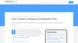 
                            11. Singapore Employment Pass - 2018 Guide | CorporateServices.com