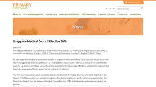 
                            9. Singapore Medical Council Election 2016 - Primary Care Pages