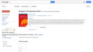 
                            7. Singapore Perspectives 2011: Our Inclusive Society, Going Forward - Google बुक के परिणाम