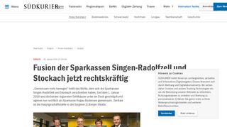 
                            7. Singen: Fusion der Sparkassen Singen-Radolfzell und Stockach ...