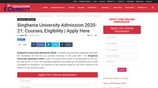 
                            13. Singhania University Rajasthan - Courses, Admission & Fees 2019-20