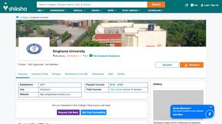
                            11. Singhania University - SU, Jhunjhunu - Courses, Placement Reviews ...