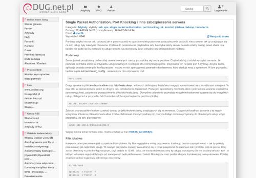 
                            10. Single Packet Authorization, Port Knocking i inne zabezpieczenia ...