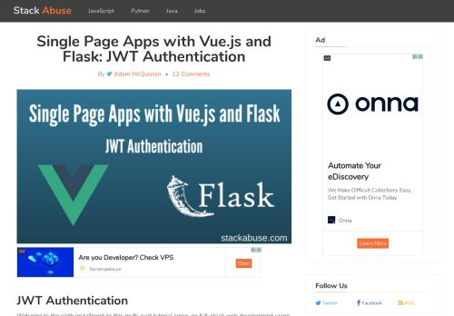 
                            9. Single Page Apps with Vue.js and Flask: JWT Authentication