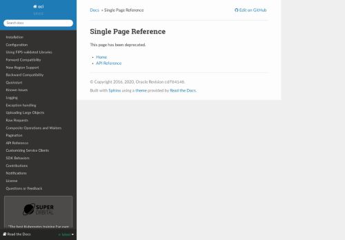 
                            13. Single Page Reference — oci 2.1.7 documentation