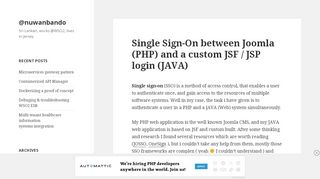 
                            3. Single Sign-On between Joomla (PHP) and a custom JSF / JSP login ...