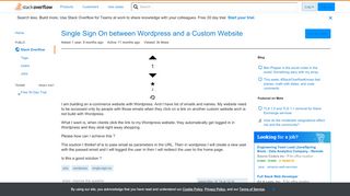
                            10. Single Sign On between Wordpress and a Custom Website - Stack Overflow