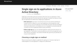 
                            7. Single sign-on to applications - Azure Active Directory | Microsoft Docs