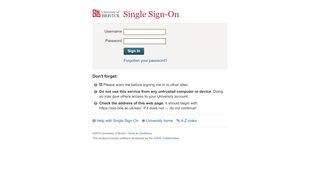 
                            2. Single Sign-On | University of Bristol