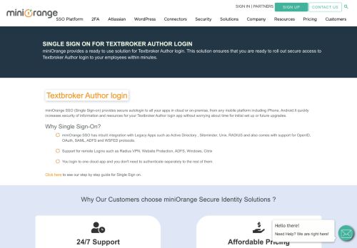 
                            8. Single Sign On(SSO) solution for Textbroker Author login - miniOrange