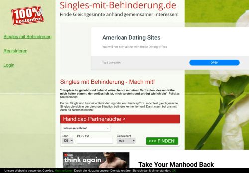 
                            8. Singles mit Behinderung - 100& kostenfreie Singlebörse