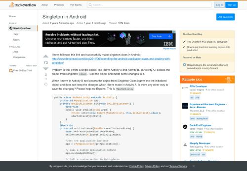 
                            2. Singleton in Android - Stack Overflow