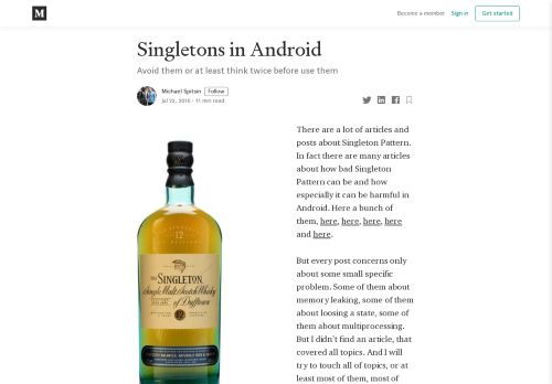 
                            5. Singletons in Android – Michael Spitsin – Medium