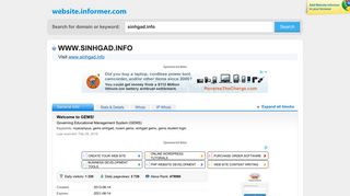 
                            5. sinhgad.info at WI. Welcome to GEMS! - Website Informer