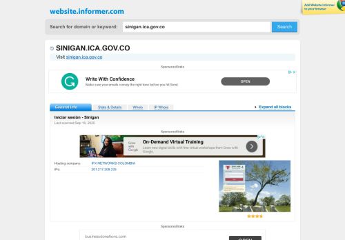 
                            4. sinigan.ica.gov.co at WI. Sinigan Login - Website Informer